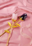 Natural Amethyst/Pink crystal Rose.Rose quartz flower.Crystal Carved Rose.creative crystal ornaments.Valentine's Day present.