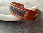 Ethnic Leather Bracelet, Native American Indian, Southwestern, Unisex, Gender Neutral, Full Grain Leather Cuff