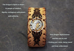 Dragon Wide Men Leather Bracelet | Tribal Bracelet | Laser Engraved Leather Cuff Bracelet