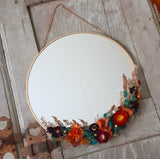 Round mirror to customize decorated with handmade dried flowers - Home Deco - Boho Chic - Vintage - Retro