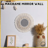 Macrame Wall Hanging Mirror, Macrame Mirror With Wooden Beards, Mother's Day Gift And Housewarming, Macrame Boho Mirror, Home Decor.