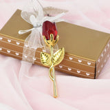 Cute Glass Valentine Rose With Metal Base In Box Gift For Valentine Wedding Birthday Mother's Day