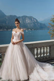Gorgeous Beading Lace Tulle Wedding Dresses,Off The Shoulder Bridal Gown,Princess Ballgown Wedding Dress