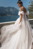 Gorgeous Beading Lace Tulle Wedding Dresses,Off The Shoulder Bridal Gown,Princess Ballgown Wedding Dress