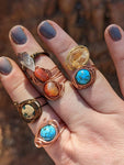 7 Healing Crystal/Gemstone Ring Lot