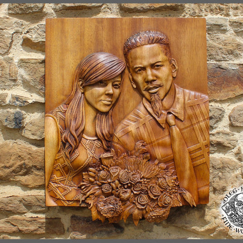 Example of Realistic Custom Portrait Carving Wood Picture Wall Design Home Decor Personalize Fine Art Carving Sculpture  Gift Wall Hanging