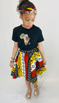 African Print Girls Skirt, Ankara Skirt for Kids With Hair Band