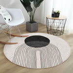 Abstract Round Rug|Onedraw Floor Carpet|Decorative Non Slip Circle Rugs|Striped Anti Slip Mat|Geometric Area Rugs|Beige Rug For Living Room
