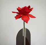 Handmade paper red rose with vase in gift box