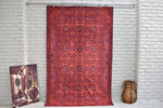Red Afghan Rug, 5x8 Area Rug, Rustic Decor, Red Rug, Aesthetic Rug, free shipping rug, livingroom rug, floor Rug, unique carpet from Turkey
