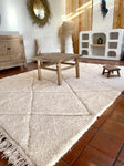 Real Moroccan carpet Beni Ouarain in ecru wool 300/215cm