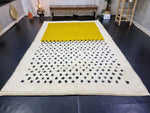AMAZING MINIMALISTIC RUG, Best Moroccan Dotted Rug For Your Living Room, Handmade From Mustard And White Wool of Sheep, Minimalist Carpet